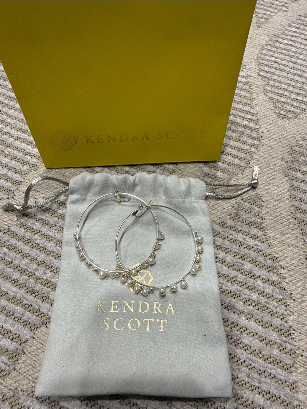 Kendra Scott Silver Hoop Earrings with Pearl Drops